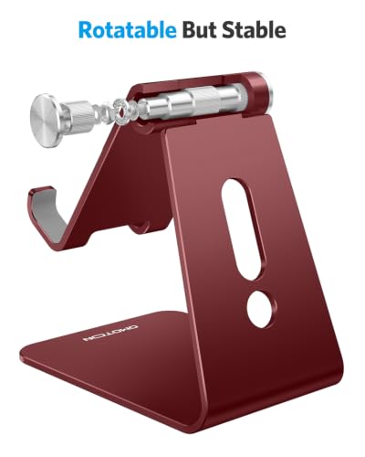 OMOTON C2 Adjustable Cell Phone Stand with Charging Cutout, Cherry Red - color: Cherry Red
