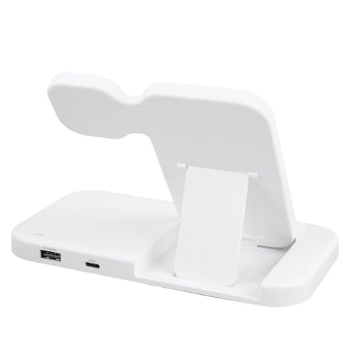 Foldable 4 in 1 Wireless Charging Station 15W, Phone Charger Stand for Desk with Watch & Earbuds Dock, Portable Fast Charger for Travel
