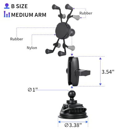 Strg Car Phone Mount with Twist-Lock Suction Cup Base for Car Windshields - size: Suction Cup Base