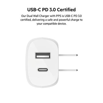 Belkin 37W USB C and USB A Charger Block, PPS Fast Charging - style: Dual USB-C & A Port