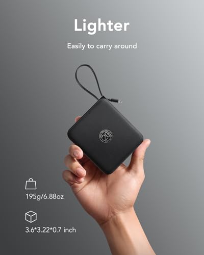 VRURC Portable Charger Built-in 4 Cables, 10000mAh Fast Charging Power Bank - color: Black