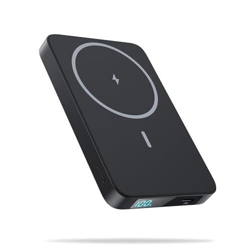 Magnetic Portable Charger Power Bank,Slim 5500mAh LCD Display Wireless Portable Charger,PD USB-C in&Out Travel Essentials Battery Pack Compatible with Magsafe,iPhone 17/16/15 Pro/14/13/12 Series