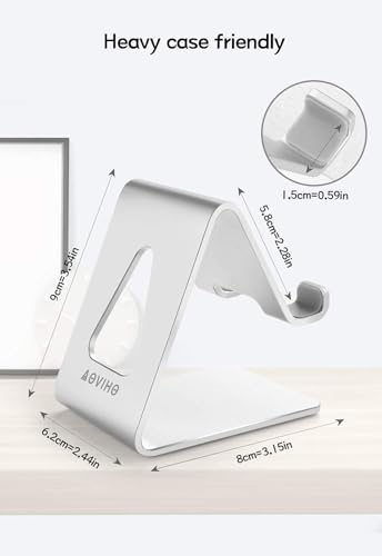 Aoviho Cell Phone Stand for Desk, Aluminum Phone Holder,Silver - color: Silver