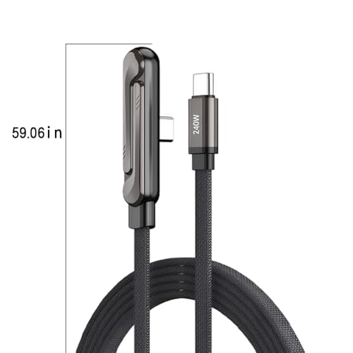 USB C to USB C Cable Right Angle(5ft)-in 360° Folding Metal Stand,240w Fast Charging Cable with Built-in Phone Stand T-Shaped Foldable,Gamer Design,Fast Charging Cord