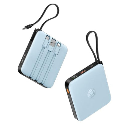 VRURC Portable Charger for iPhone with Built-in Cable, 10000mAh 22.5W Fast Charging USB C Battery Pack, Cell Phone Power Bank for iPhone 17 16 15 & Samsung Galaxy Series (Blue) - color: Blue