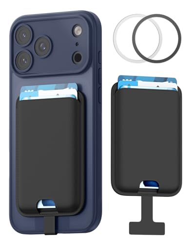 FlyReal for MagSafe Wallet, with Anti-Loss Lanyard, Black - color: Black