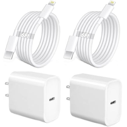 iPhone Fast Charger,Phone 14 13 12 11 Fast Charger USB C Wall Charger 2Pack - color: White 2Pack 6FT