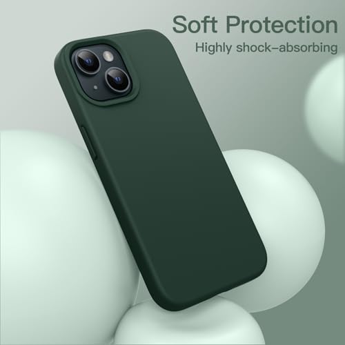 JETech Silicone Case for iPhone 15, Midnight Green | Silky Soft Touch, Shockproof Protection, Scratch Resistant, Microfiber Lining - color: Midnight Green, size: iPhone 15