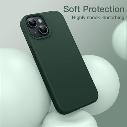 JETech Silicone Case for iPhone 15, Midnight Green | Silky Soft Touch, Shockproof Protection, Scratch Resistant, Microfiber Lining - color: Midnight Green, size: iPhone 15