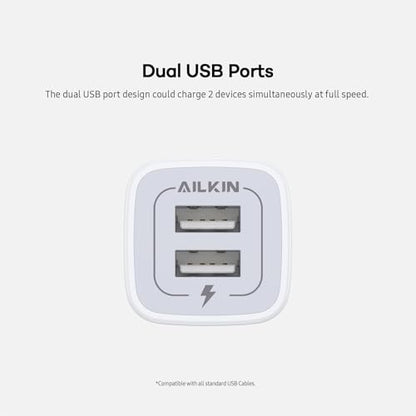 USB Wall Charger, Charger Adapter AILKIN 2Pack 2.1A Dual Port Quick Plug