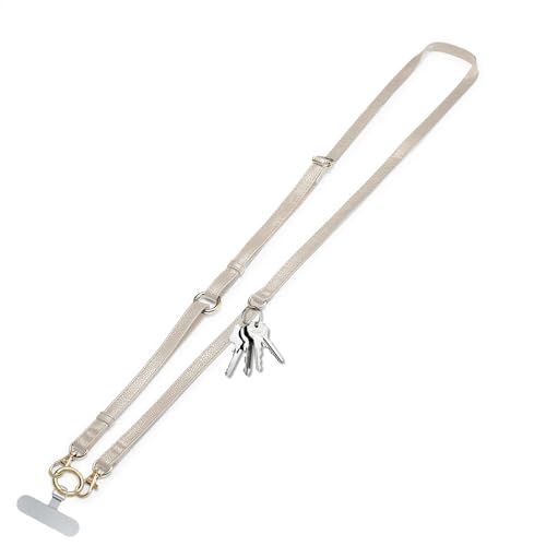 Clip and Go Phone Strap Crossbody Wrist 2 in 1 Leather Lanyard with Tether Hanging Loops Adjustable Anti-Theft Purse Replacement Handbag Long Thin Shoulder Neck Straps for All Phones Keys Bags Beige - color: Beige