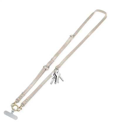 Clip and Go Phone Strap Crossbody Wrist 2 in 1 Leather Lanyard with Tether Hanging Loops Adjustable Anti-Theft Purse Replacement Handbag Long Thin Shoulder Neck Straps for All Phones Keys Bags Beige - color: Beige