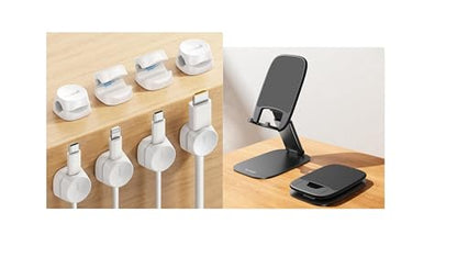 Lamicall 8Pack Cord Organizer & Ultra-Thin Cell Phone Stand