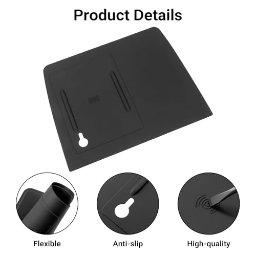 Wireless Charging Anti-Slip Mat Compatible with Honda 2023-2026 Pilot & 2026 Passport Accessories Wireless Charging Mat with Indicator Light Port Center Console Liner Black Silicone Material