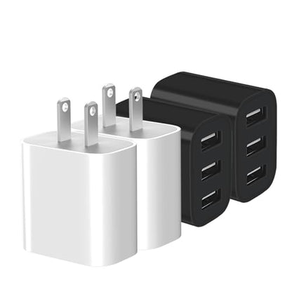 3 USB A Ports Charger Block,YTFCYIKBG Cell Phone wall Chargers,USB Cube - color: white and black