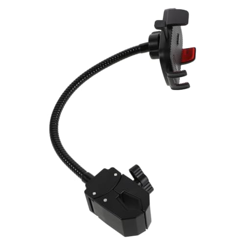 Black Metal Gooseneck Phone Clamp Mount for Desk and Kitchen