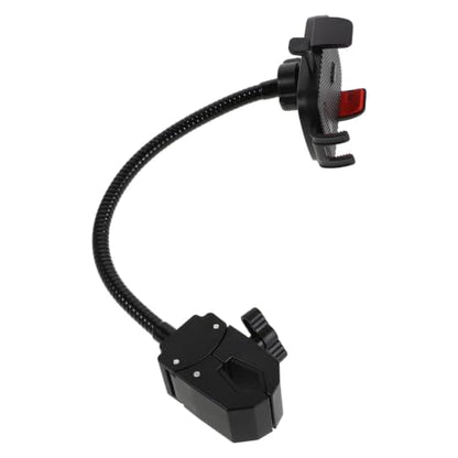 Black Metal Gooseneck Phone Clamp Mount for Desk and Kitchen