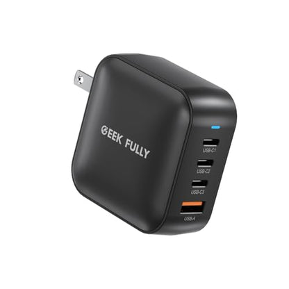 200W GaN Wall Charger | 4-Port Fast Charging Station (3xUSB-C PD3.0 + USB-A QC3.0) | Compact Power Adapter for MacBook Pro 16" M3/iPhone 17 Pro Max/Samsung S25 Ultra | UL Certified