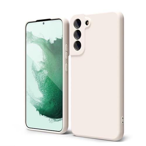 oakxco for Samsung Galaxy S22 Plus Phone Case Liquid Silicone, Cute Thin Slim Soft Rubber TPU Plain Smooth Gel Cover for Women Girl Aesthetic, Matte Solid Protective & Shockproof Bumper, Beige Stone - color: Beige, size: S22 Plus