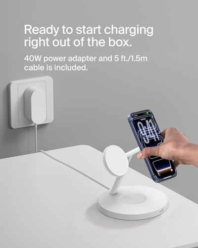 Belkin Qi2 15W Wireless Charging Station, 3 in 1 iPhone Charger - color: White, style: Matte Finish