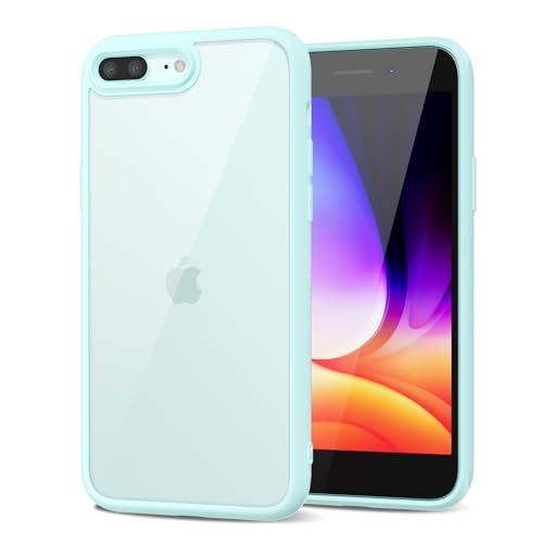LoeoeL for iPhone 8 Plus/ 7 Plus Case Clear, Transparent Hybrid Phone Case [Hard Plastic & Soft Silicone Bumper] Acrylic Non Yellowing Thin Slim Protective Cover for Women, Teal - color: Teal, size: 7 Plus / 8 Plus