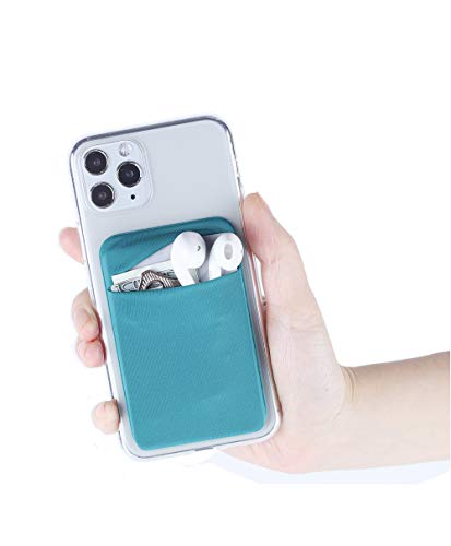 Fulgamo Phone Wallet Stick on,Card Holder for Phone Case,Phone Card Holder - color: 2Black,1Teal Green