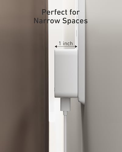 Nekmit 67W Flat USB C Charger Block, 3-Port GaN Fast Wall Charger, USB C Wall Plug for MacBook Pro/Air, iPad, iPhone, Galaxy and More - color: White