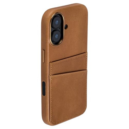 Dockem Genuine Leather Card Case for iPhone 17 with Camera Control Button and Stitched-on Wallet with 2 Holder Slots (Light Brown, M2GL) - color: Light Brown, size: 17