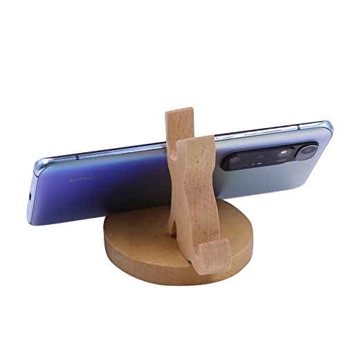 Cute Cat Cellphone Stand Holder Wooden Smartphone Desk Holder for All Mobile Phones Animal Phone Stand Desk Ornament - color: Wooden Cat