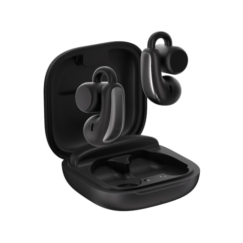 Open Ear Clip-On Wireless Earbuds, Bluetooth 5.4 with ANC & Dual Mics, IP65 Waterproof, 18H Playtime, Touch Control & Multipoint Connection for Sports, Work and Commute - color: Black