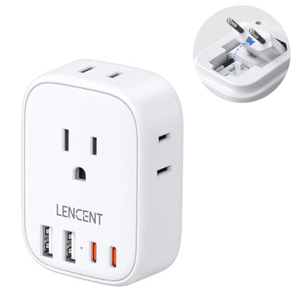 LENCENT European Travel Plug Adapter US to Europe Type-C Foldable Plug - style: Type C-17.5W-Most of Europe