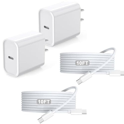 iPhone 17 16 Charger,2Pack USB C Wall Charger Block Chargers Fast Charging with 10FT USBC to C Woven Cable for iPhone 17/17 Pro/17 Pro Max/17 Air/iPhone 16/16 Plus/16 Pro Max/16E/15/15Pro,iPad Pro - size: 2PACK 10FT