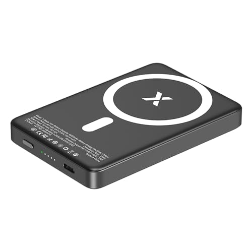 X Blade 10K Slim Magnetic Power Bank - 10000 mAh – MagSafe Portable Charger for iPhone and Samsung, Wireless Fast Charging USB-C PD 20W, Ultra Thin Metal Design, Gray - color: Gray