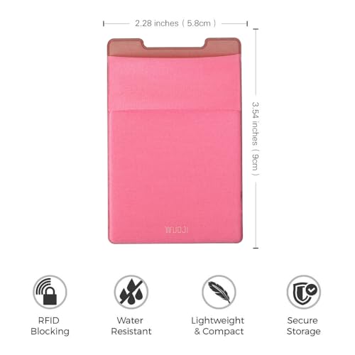 RFID Blocking Phone Card Wallet - Double Secure Pocket - Ultra-Slim Self Adhesive Credit Card Holder Card Sleeves Phone Wallet Sticker All Smartphones (Pink)-2PC - color: Pink