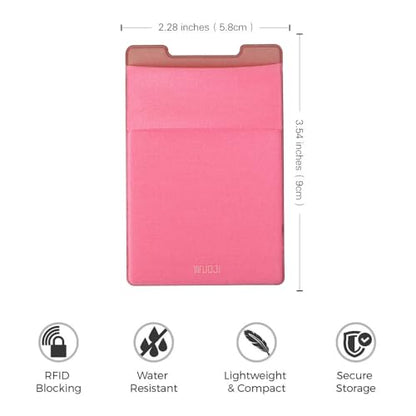 RFID Blocking Phone Card Wallet - Double Secure Pocket - Ultra-Slim Self Adhesive Credit Card Holder Card Sleeves Phone Wallet Sticker All Smartphones (Pink)-2PC - color: Pink