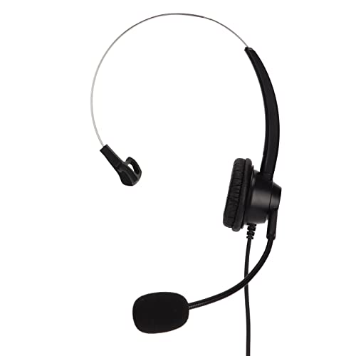 3.5mm Single Ear Call Center Headset with Noise Cancelling Microphone for VOIP Phones ABS Material Ultra Light Design for All Day Comfort