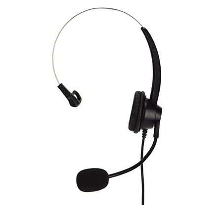 3.5mm Single Ear Call Center Headset with Noise Cancelling Microphone for VOIP Phones ABS Material Ultra Light Design for All Day Comfort