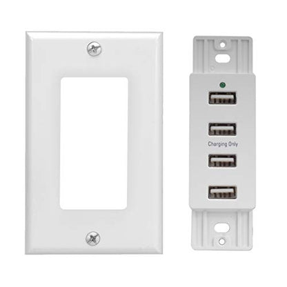 Magnadyne Wall Mount USB-A Charging Ports for RV & Vehicle Use, Includes Wall Plate (White)