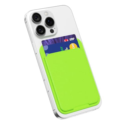 oakxco Phone Wallet Stick On, Slim Thin Adhesive ID Credit Card Holder Wallet Pocket Back of Phone Case, Hard Shell Plastic Sleeve Sticky Card Wallets Pouch for iPhone Samsung Pixel, Neon Green - color: Neon Green