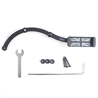 Union Jack Gray/Black Rotatable Foldable Union Jack Smart Phone Holder Clip Fold Mount Bracket for Mini Cooper 2nd Gen (R55 R56 R60 R61 Only)