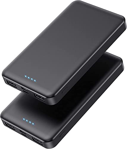 [2 Pack]Portable Charger Power Bank 10000mAh,Slimmer USB C in&Out Fast Charging Portable Phone Charger,Travel Essentials Backup External Battery Pack for iPhone 17/16/ 15/14/13/12,Galaxy S24,Android - color: Black+Black