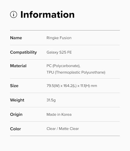 Ringke for Samsung Galaxy S25 FE Case [Fusion Matte Clear] | Oil & Dirt Resistant, Anti-Fingerprint Technology Prevents Oily Smudges, Frosted Coating Feels Velvety Soft - size: Galaxy S25 FE
