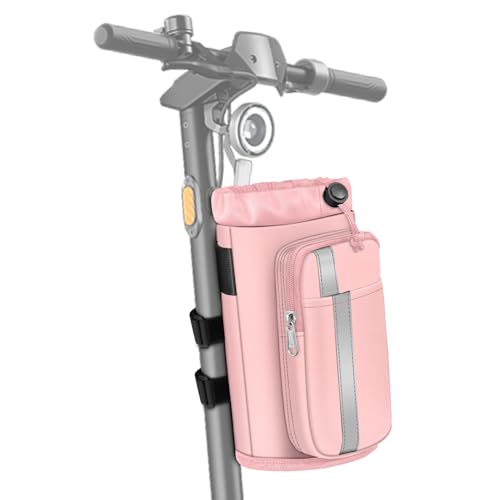 FINPAC Cup Holder for Bike, Universal Water Bottle Holder w/Phone Pockets - color: Pink