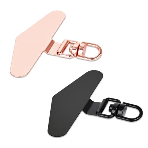 360°Rotatable Metal Phone Tether Tab for iPhone，Cell Phone Lanyard Replacement Part for All Full Phone Cases - color: B2-black+rose Gold