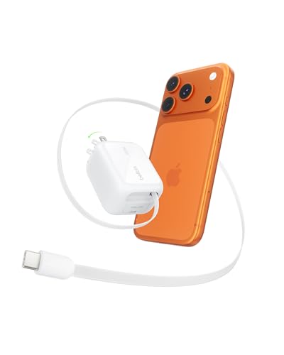 Belkin 45W GaN USB C Retractable Charger Block Fast Charging for Travel - color: White, style: 45W