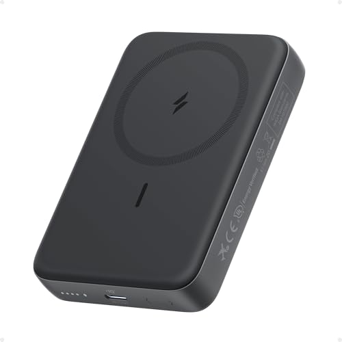 Anker Zolo Magnetic Power Bank,10,000mAh Magsafe Portable Charger | Compact Wireless Battery Pack with 30W Max Fast Charging, Skin-Friendly and Durable Design for Travel - color: Black
