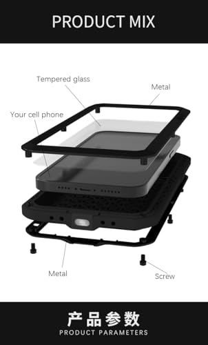 LOVE MEI for iPhone 15 Pro Max Case, Heavy Duty Rugged Full Body Protection Military Armor Bumper Aluminum Metal Dust/Shockproof Case with Tempered Glass (Yellow)