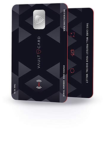 VAULTCARD RFID Blocking Card, NFC Jamming, Protects Wallet and Passport | Vaultskin Patented Multi-Card Defense, superior military-grade 13.56 MHz signal blocker, no battery or credit sleeves needed
