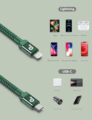 iPhone Charger Cable 10FT, 2Pack USB C to Lightning Cable Fast Charging - color: Green, size: 10FT, style: USB C to Lightning
