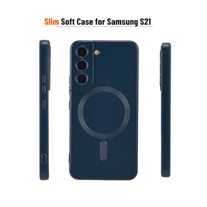 Magnetic for Samsung Galaxy S21 Case,Soft Silicone Slim Fit Anti-Scratch Phone Case Cover with Camera Protection,Compatible with MagSafe,Green - color: Green, size: S21
